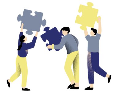 パズルを組み立てる人たち